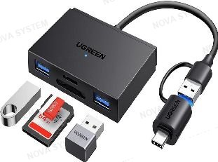 UGREEN LECTOR DE TARJETAS Y MEMORIAS USB DUAL UGREEN 3.0 CON OTG doble conector para computadora Android, portátil, compatible con NUEVO 170MB/s SD/Micro SD Compatible, como Windows 11/10/8.1/8/7/XP /Vista,