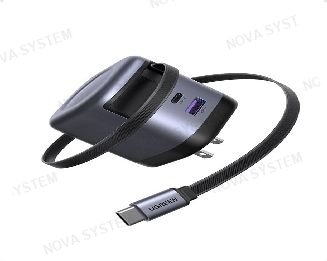 UGREEN CARGADOR DE 45 WATTS GAN CON CABLE RETRACTIL UGREEN Diseñado con tecnología GaNun puerto USB-C adicional de 45 W y un puerto USB-A de 22,5 W, lo que permite cargar simultáneamente smartphones, tablets