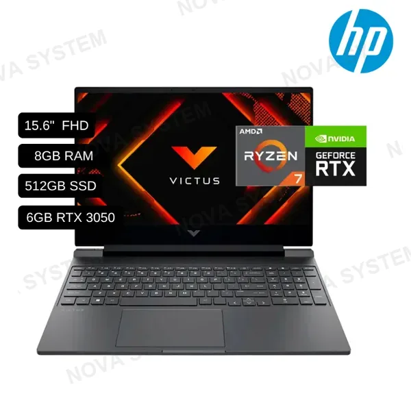 HP LAPTOP HP VICTUS 15-FB3019LA, AMD RYZEN 7 7445HS, RAM 8GB DDR5, 512GB SSD, RTX 3050 6GB, 15.6 FHD 144HZ, ES/FREEDOS
