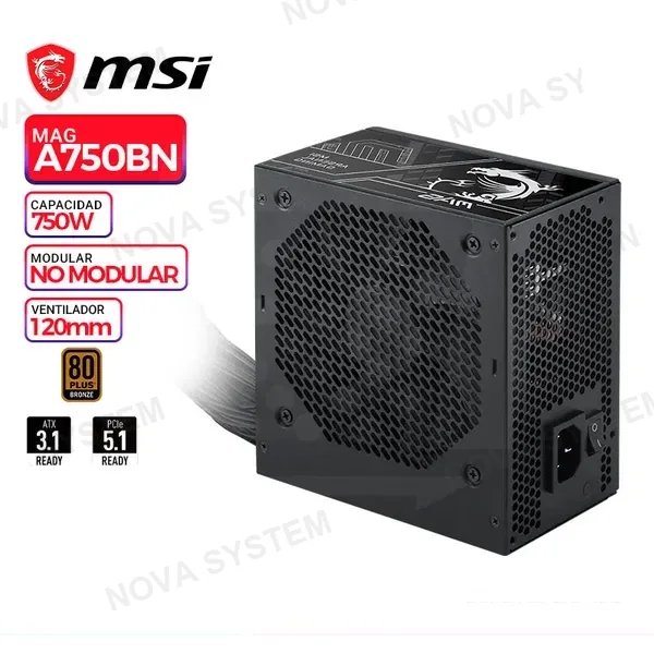 MSI FUENTE DE PODER 750W 80 PLUS BRONZE MSI PSU MSI MAG A750BN PCIE5 III