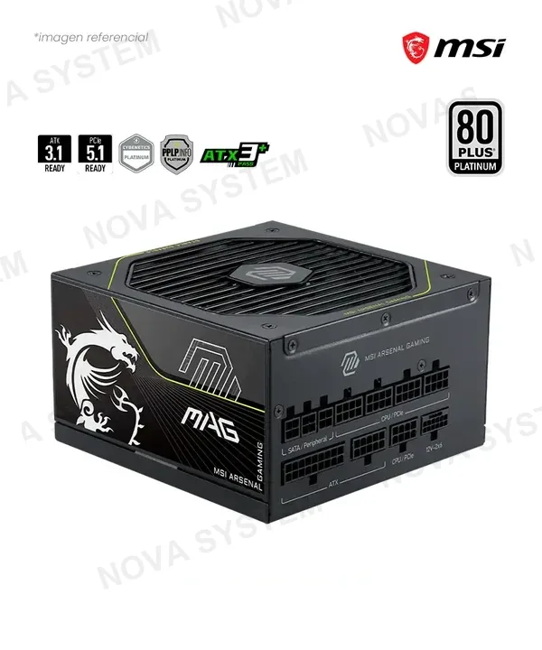 MSI FUENTE DE PODER MSI MAG 1200W A1200PLS 80 PLUS PLATINIUM