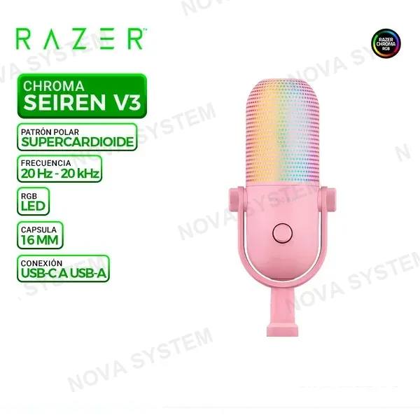 RAZER MICROFONO RAZER SEIREN V3 CHROMA, USB, PINK
