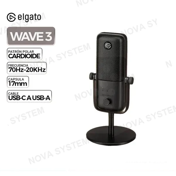 MICROFONO ELFATO WAVE 3 BLACK, USB-C