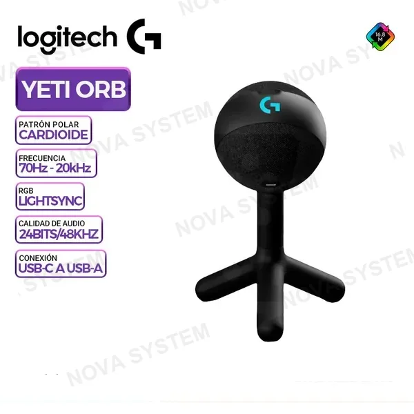 LOGITECH MICROFONO LOGITECH YETI ORB, LIGHTSYNC RGB USB
