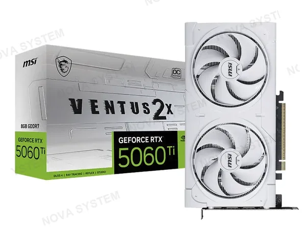 MSI Tarjeta De Video Msi Geforce Rtx 5060 Ti 8gb Ventus 2x Oc Plus Gddr7 (rtx5060ti 8g Ventus 2x Oc White Plus) Nvidia, 128 Bits, 2 Ventiladores ,blanco