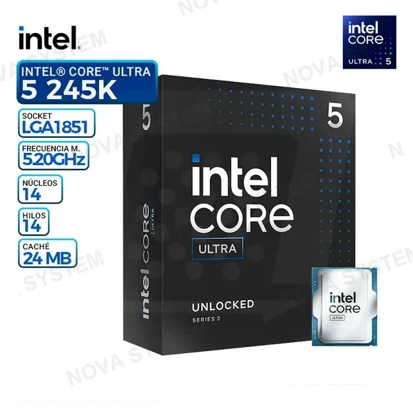 Intel Procesador Intel Core Ultra 7 265 2.4gz Hasta 5.3 Ghz (bx80768265) Lga 1851, 20 Nucleos, 30mb, C/grafica, Con Cooler