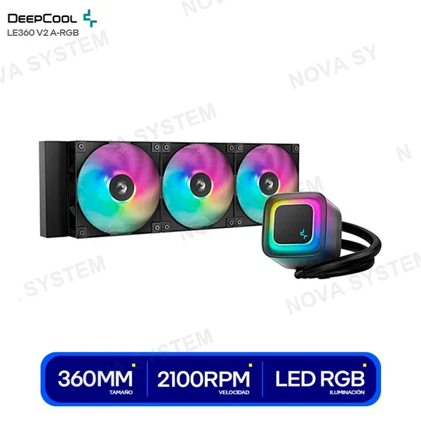 Deepcool Sistema De Enfriamiento Liquido Deepcool Le360 V2 (r-le360-bkammc-g-2) 3 Ventiladores, 360mm, 2da Gen. Bomba, Led Argb