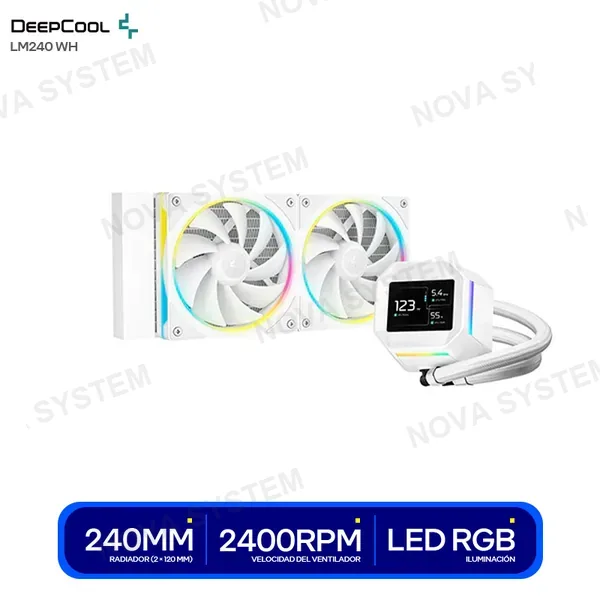 Deepcool Sistema De Enfriamiento Liquido Deepcool Lt240 Wh Argb (r-lt240-whamnc-g-1) 2 Ventiladores, 240mm, Led Rgb