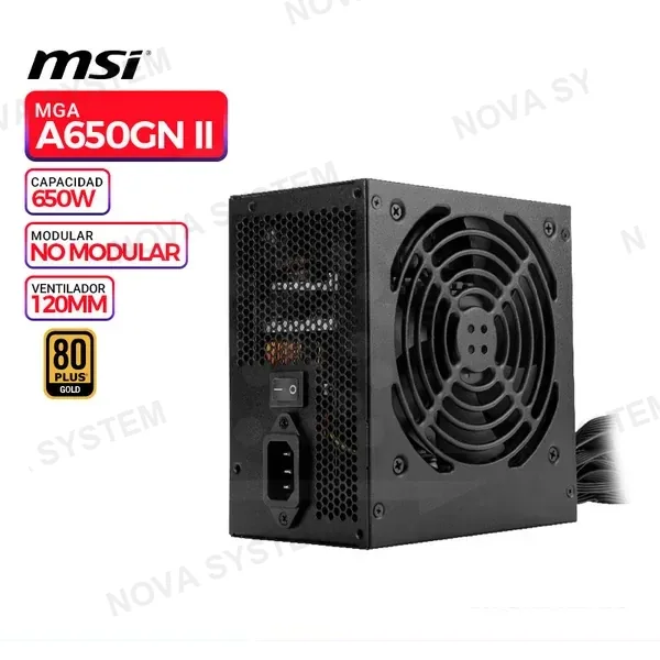 MSI Fuente De Poder Msi 650w Mag A650gn Ii (mag-a650gnii) Atx, 80 Plus Gold, No Modular,negro