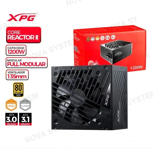 XPG FUENTE DE PODER XPG 1200W CORE REACTOR II (COREREACTORII1200G) ATX, 80 PLUS GOLD, MODULAR, NEGRO