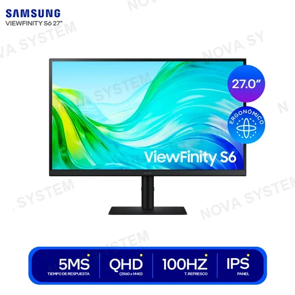 Samsung Monitor Samsung 27 Pulgadas Viewfinity S6 (ls27d600ealxpe) Frecuencia 100hz, 5ms, 2k/qhd, 1 Hdmi, 1 Dp, 3 Usb