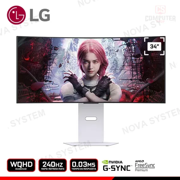 AMD MONITOR LG ULTRAGEAR OLED 34GX90SA-W 34" CURVO WQHD 3440x1440/240HZ/0.03MS/AMD RADEON FREESYNC PREMIUM/COMPATIBLE NVIDIA G-SYNC
