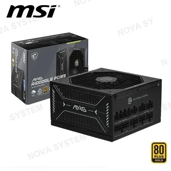 MSI FUENTE DE PODER MSI MAG A1000GLS PCIE5 1000W BLACK 80 PLUS GOLD FULL MODULAR (PN:306-7ZPIX12-CE0)