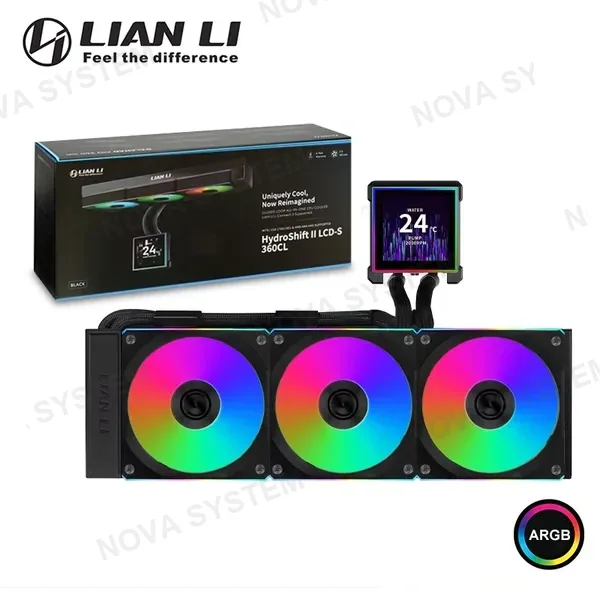Intel LIAN LI HYDROSHIFT II LCD-S 360CL BLACK ARGB COOLER CPU REFRIGERACION LIQUIDA COMPATIBLE AMD/INTEL (PN:GHS2LCDS36CB B)