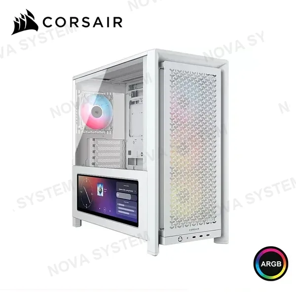 Corsair CASE CORSAIR FRAME 4000D LCD RS WHITE ARGB PANTALLA TACTIL 14.5" SIN FUENTE VIDRIO TEMPLADO MID TOWER (PN:CC-9011314-WW)