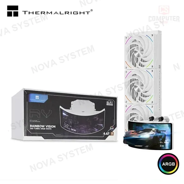Intel THERMALRIGHT RAINBOW VISION 360 TURBO ARGB WHITE PANTALLA OLED CURVO 6.67" COOLER CPU REFRIGERACION AIRE COMPATIBLE AMD/INTEL