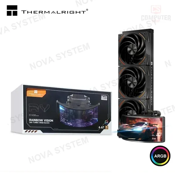 Intel THERMALRIGHT RAINBOW VISION 360 TURBO ARGB BLACK PANTALLA OLED CURVO 6.67" COOLER CPU REFRIGERACION AIRE COMPATIBLE AMD/INTEL