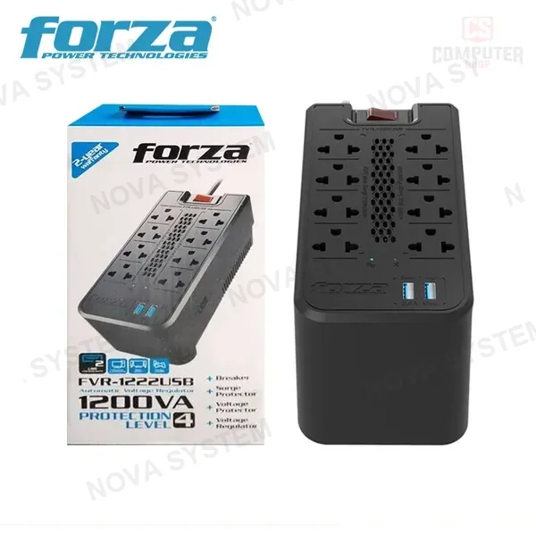 Forza ESTABILIZADOR FORZA FVR-1222USB 1200VA/600W 8 TOMAS + 2 USB 220V