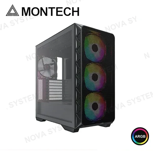 3M CASE MONTECH AIR 903 MAX BLACK ARGB SIN FUENTE VIDRIO TEMPLADO MID TOWER