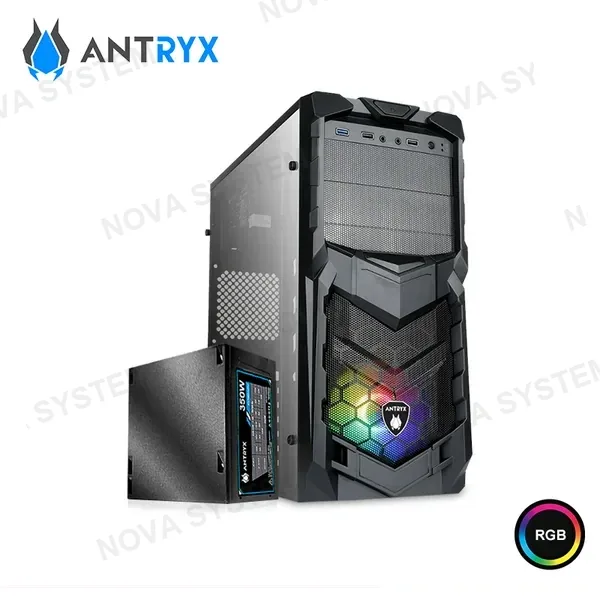 Antryx CASE ANTRYX ELEGANT 670 BLACK RGB CON FUENTE 350W PANEL LATERAL ACRILICO MID TOWER (PN:AC-E670P-350CP)
