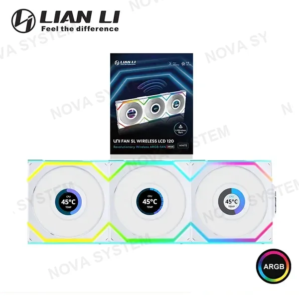 Lian Li COOLER PARA CASE LIAN LI UNI FAN SL WHITE ARGB LCD WIRELESS 120MM PACKx3 CON CONTROLADOR (PN:12SLLCD1W3W)
