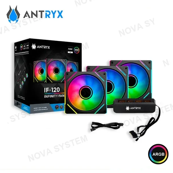 KIT COOLER PARA CASE ANTRXY IF-120 INFINITY BLACK ARGB 120MMx3 + CONTROLADOR (PN:AAK-IF120PKX3C)