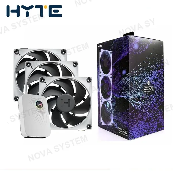 COOLER PARA CASE HYTE THICC FP12 120MM PACKx3 + CONTROLADOR NEXUS PORTAL (PN:FAN-HYTE-FP12-BW-3NP)