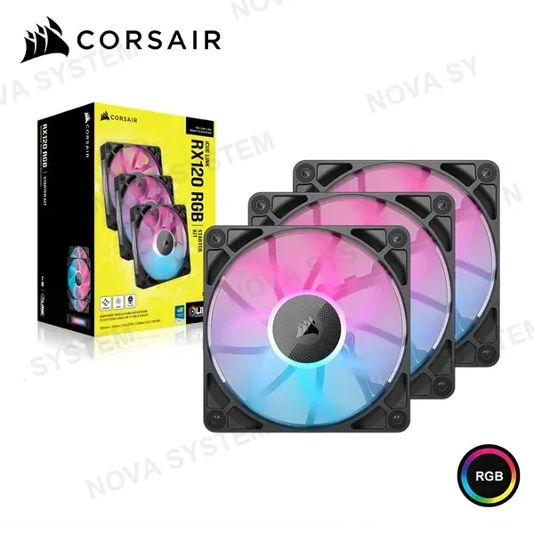 Corsair COOLER PARA CASE CORSAIR iCUE LINK RX120 BLACK RGB 120MM PACKx3 (PN:CO-9051018-WW)