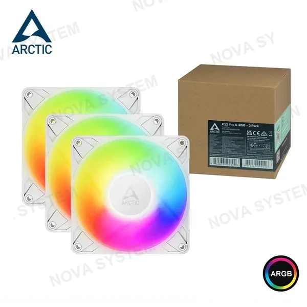 COOLER PARA CASE ARTIC P12 PRO A-RGB WHITE 120MM PACKx3 (PN:ACFAN00326A)