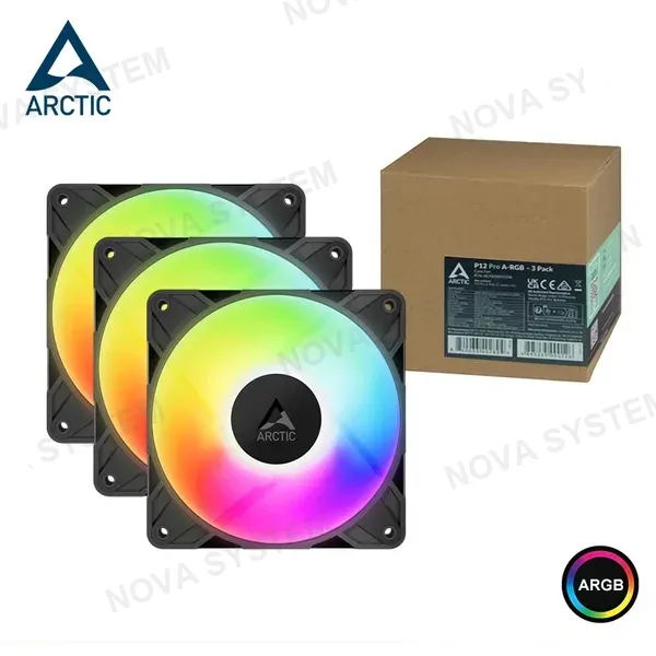 COOLER PARA CASE ARTIC P12 PRO A-RGB BLACK 120MM PACKx3 (PN:ACFAN00310A)