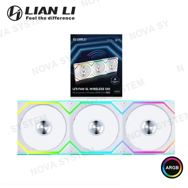 Lian Li COOLER PARA CASE LIAN LI UNI FAN SL 120 WHITE ARGB WIRELESS 120MM PACKx3 CON CONTROLADOR (PN:12SL1W3W)