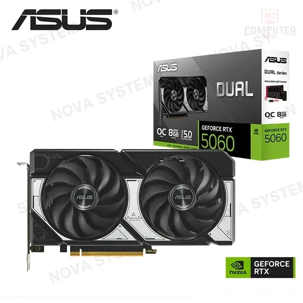 ASUS TARJETA DE VIDEO ASUS GEFORCE RTX 5060 8GB GDDR7 128BITS DUAL OC (PN:90YV0N12-M0AA00)