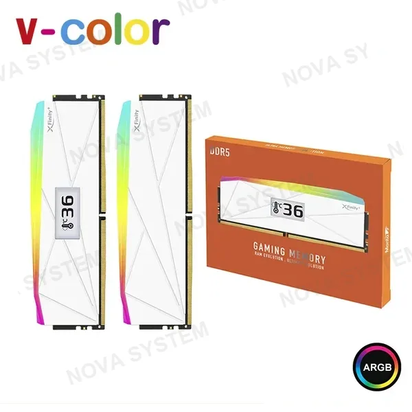 AMD MEMORIA 32GB (16GBx2) DDR5 V-COLOR OLED XFINITY+ WHITE ARGB AMD EXPO BUS 6000MHZ CON PANTALLA OLED INTEGRADA