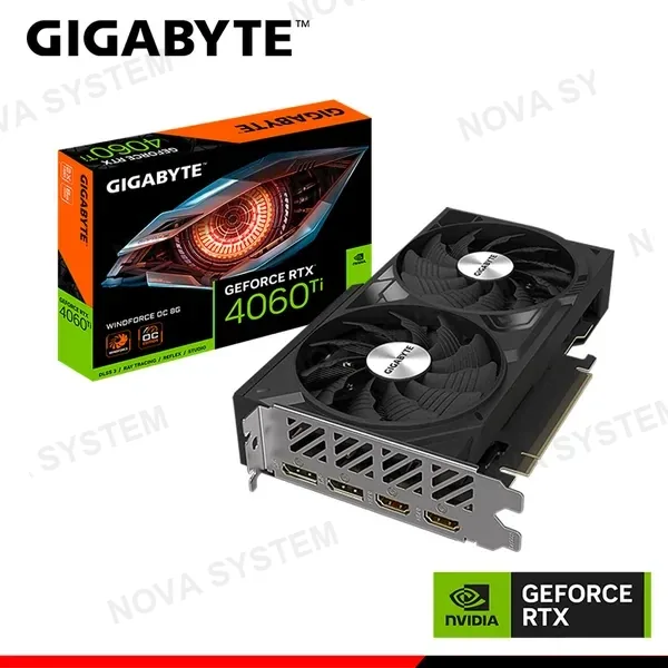 Gigabyte TARJETA DE VIDEO GIGABYTE GEFORCE RTX 4060Ti 8GB GDDR6 128BITS WINDFORCE OC (PN:9VN406TWO-00-G10)
