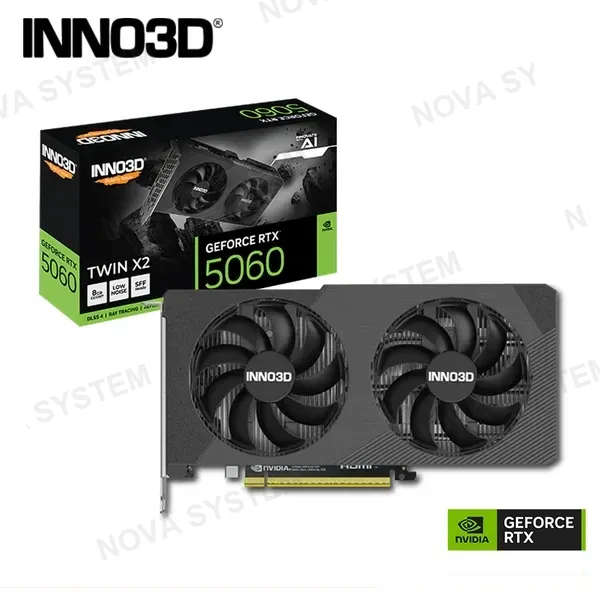 NVIDIA TARJETA DE VIDEO INNO3D GEFORCE RTX 5060 8GB GDDR7 128BITS TWIN X2 (PN:N50602-08D7-195071N)