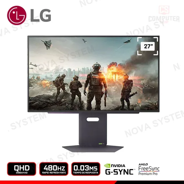 LG MONITOR LG ULTRAGEAR OLED 27GX790A-B 27" QHD 2560x1440/480HZ/0.03MS/FREESYNC PREMIUM PRO/COMPATIBLE NVIDIA G-SYNC