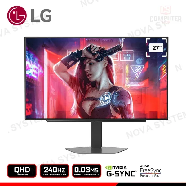 LG MONITOR LG ULTRAGEAR GX7 OLED 27" QHD 2560x1440/240HZ/0.03MS/FREESYNC PREMIUM PRO/COMPATIBLE NVIDIA G-SYNC