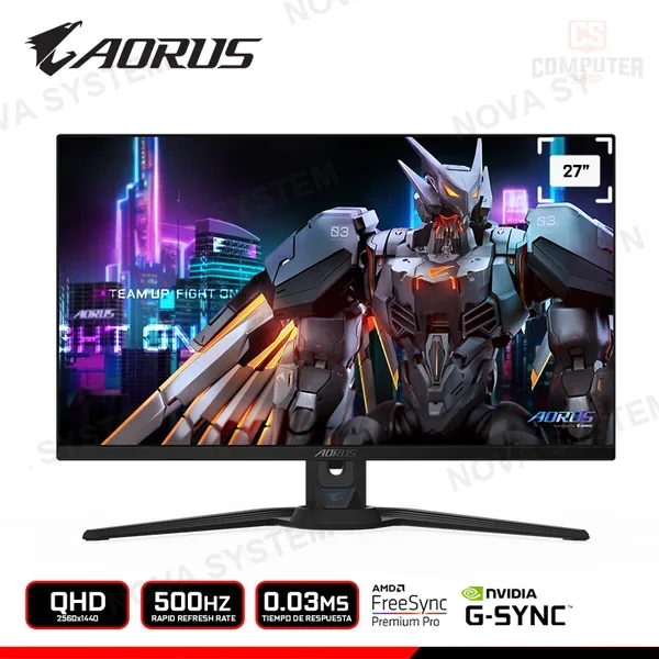 Aorus MONITOR AORUS QD-OLED F027Q5P 27" QHD 2560x1440/500HZ/0.03MS/FREESYNC PREMIUM PRO/COMPATIBLE NVIDIA G-SYNC
