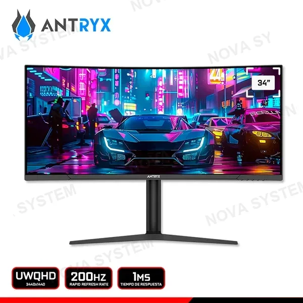 Antryx MONITOR ANTRYX XTREME VISION CV3420WQ 34" CURVO UWQHD 3440x1440/200HZ/1MS (PN:AXV-CV3420WQ)