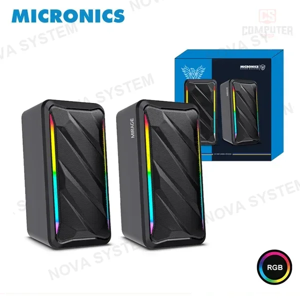 Micronics PARLANTE MICRONICS MIRAGE MIC S311 RGB BLACK GAMER SOUND 2.0 CONEXIÓN JACK 3.5MM