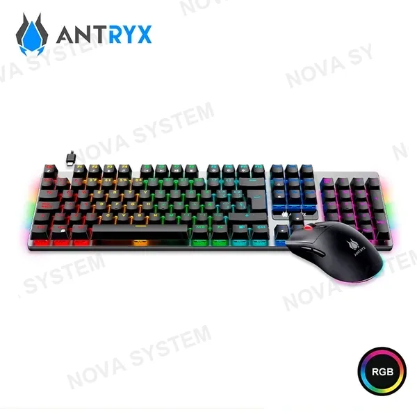 Antryx KIT ANTRYX GC-4500 TRIX BLACK CONEXION WIRELESS/BLUETOOTH/USB TECLADO RGB RAINBOW SWITCH RED + MOUSE RGB (PN:AGC-4500TXKRE-SP)
