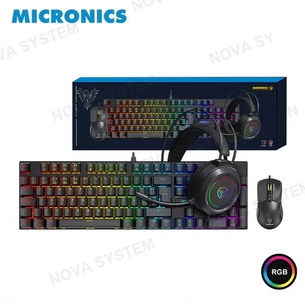 Micronics KIT MICRONICS MIRAGE MIC GTX 2003 BLACK RGB TECLADO + AUDIFONO + MOUSE