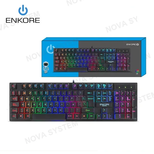TECLADO ENKORE BRAVIO ENK 605+ BLACK RAINBOW WIRED USB