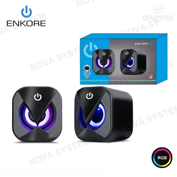 PARLANTE ENKORE BRAVIO ENS 300 RGB BLACK GAMER SOUND 2.0 CONEXIÓN USB