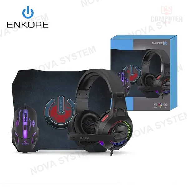 KIT ENKORE BRAVIO ENT G1000NB AURICULAR LED RAINBOW + MOUSE LED 7 COLORES + MOUSE PAD