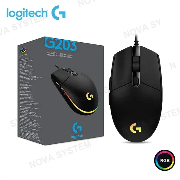 Logitech MOUSE LOGITECH G G203 BLACK RGB LIGHTSYNC DPI 8000 WIRED USB (PN:910-005790)