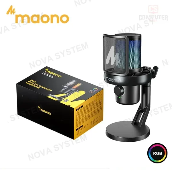 MICROFONO MAONO DM40 PRO BLACK DE CONDENSADOR RGB CONEXIÓN WIRELESS & USB
