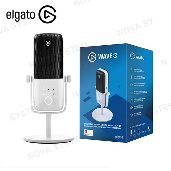 LG MICROFONO ELGATO WAVE:3 WHITE DE CONDENSADOR CONEXIÓN USB-C (PN:20MAB9901)