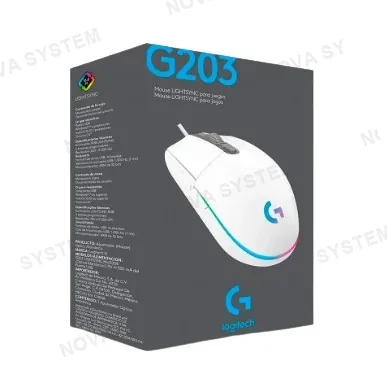 Logitech MOUSE GAMING, LOGITECH, G203 LIGHTSYNC WHITE 8000DPI