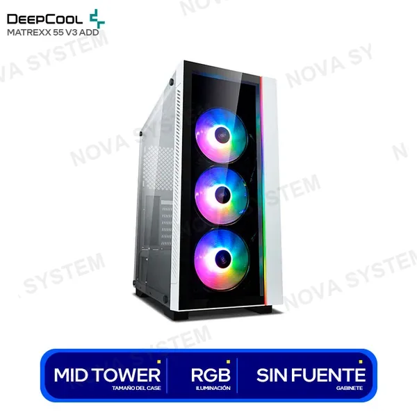 DEEPCOOL CASE DEEP COOL MATREXX 55 V3 WH 3F /ADD - RGB GAMER - M...